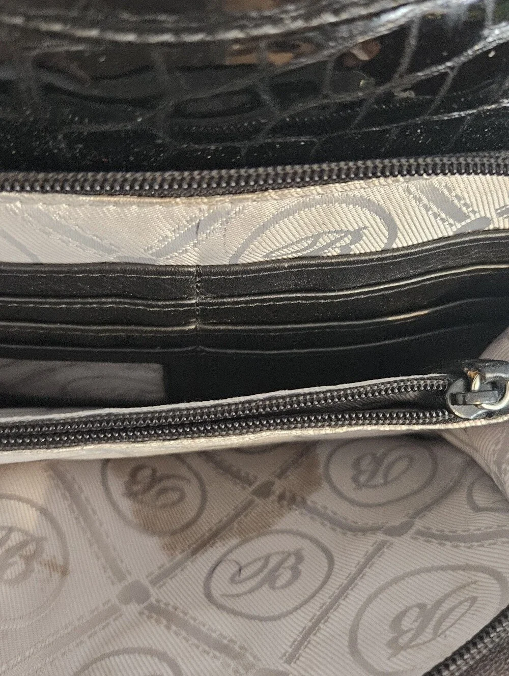 Brighton Black Croc-Embossed Crossbody Bag